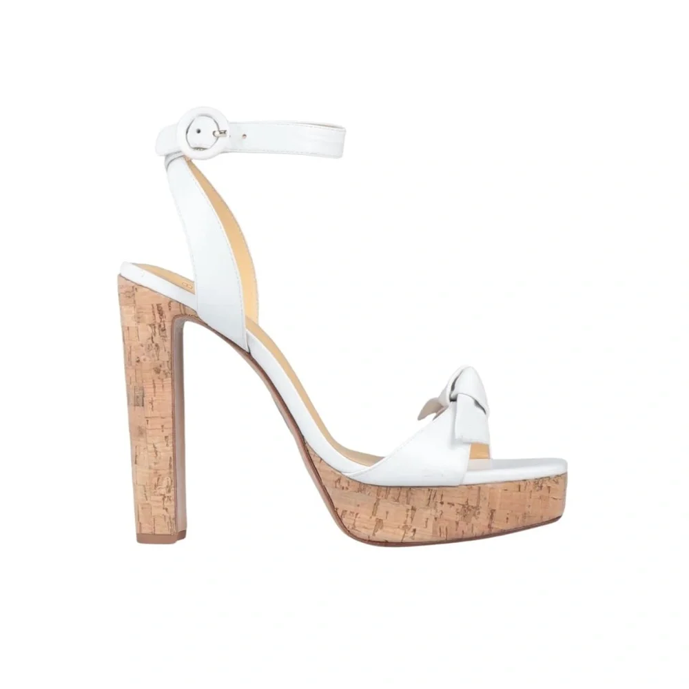 Alexandre Birman White Cork Heel Sandals US9
